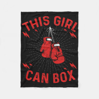 Couverture Polaire This Girl Can Box, Boxer Boxing Vintage Design 