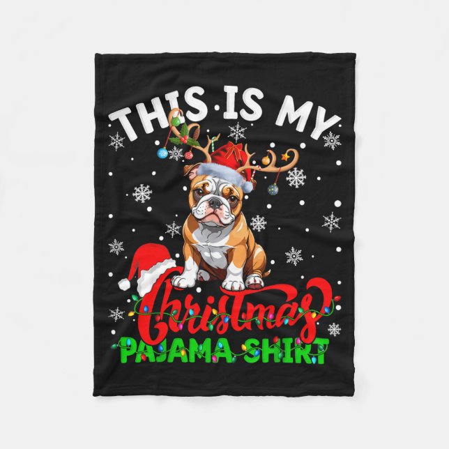 Couverture Polaire This Is My American Bulldog Ugly Christmas Pajama  (Devant)