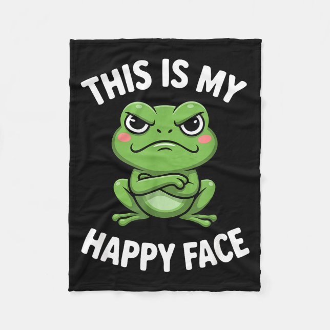 Couverture Polaire This Is My Happy Face Funny Angry Frog Humor  (Devant)