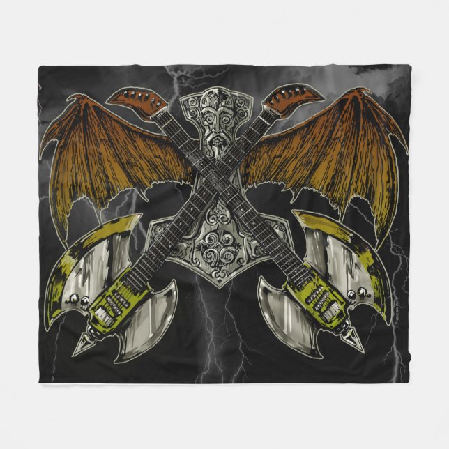 Couverture Polaire Thor Hammer des Dieux Guitares (Devant (Horizontal))