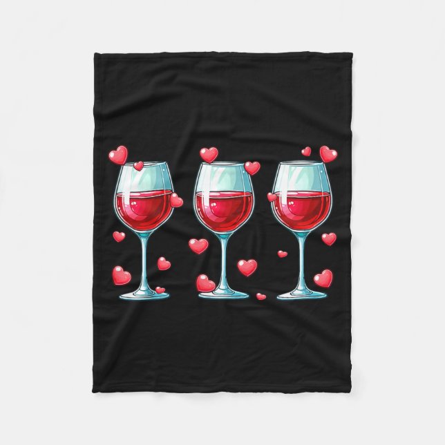 Couverture Polaire Three Gles Of Wine Valentine's Day Couple Funny Dr (Devant)