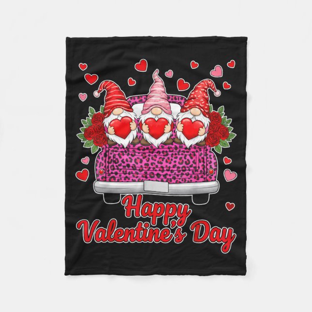 Couverture Polaire Three Gnomes And Leopard Truck Happy Valentine's D (Devant)