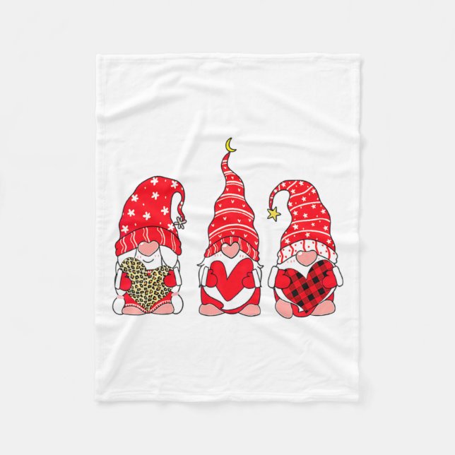 Couverture Polaire Three Gnomes Holding Heart Leopard Happy Valentine (Devant)