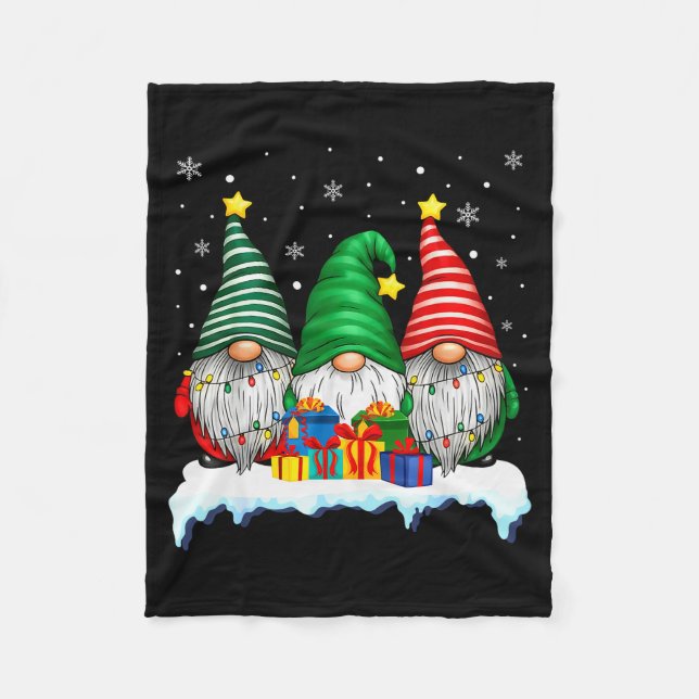 Couverture Polaire Three Gnomes Tree Lights Men Women Matching Xmas H (Devant)