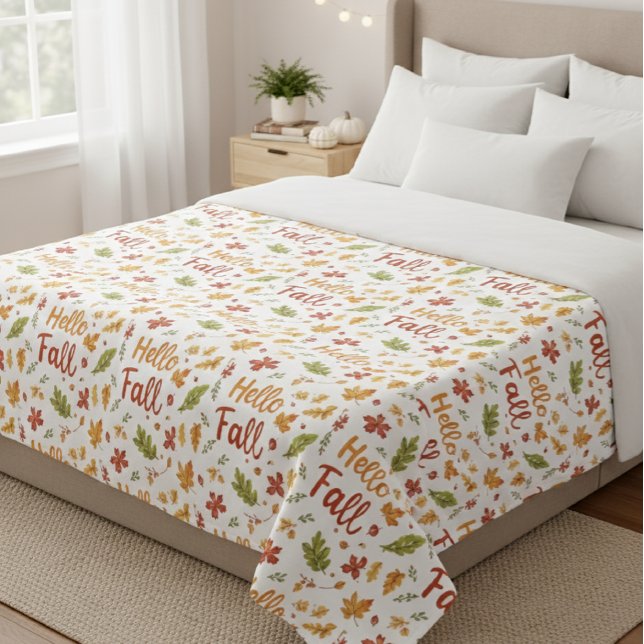 Couverture Polaire Throw Blanket with Hello Fall Pattern and Autumn (Créateur téléchargé)