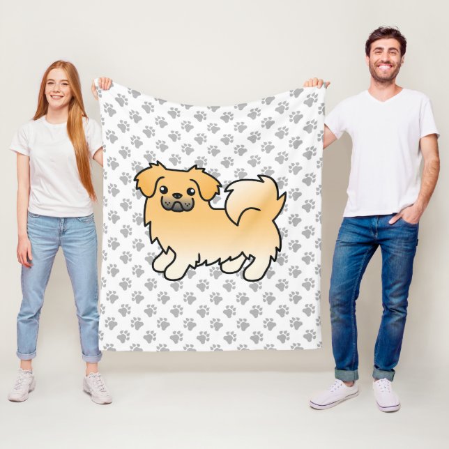 Couverture Polaire Tibétain Spaniel Faon Chien de Dessin Animé Mignon (En situation)