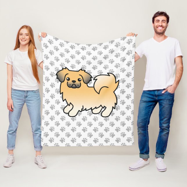 Couverture Polaire Tibétain Spaniel Fawn Sable Chien de Dessin Animé  (En situation)