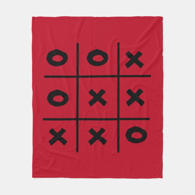 Couverture Polaire Tic Tac Toe XO Jeu Rouge Fleece Blanche (Devant)