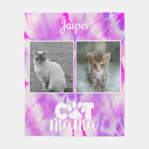 Couverture Polaire Tie Dye Chat Maman Personnalisé Rose