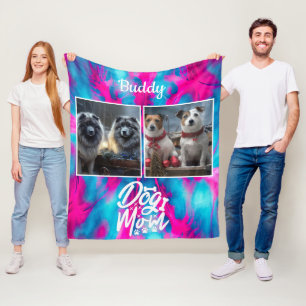 Couverture Polaire Tie Dye Chien Maman Personnalisée Pink Blue
