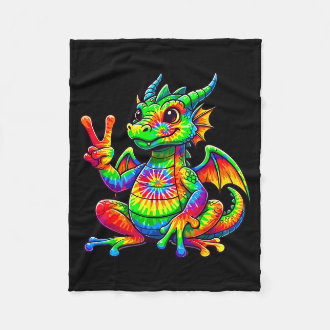 Couverture Polaire Tie-dye Dragon Peace Sign Hipe  (Devant)