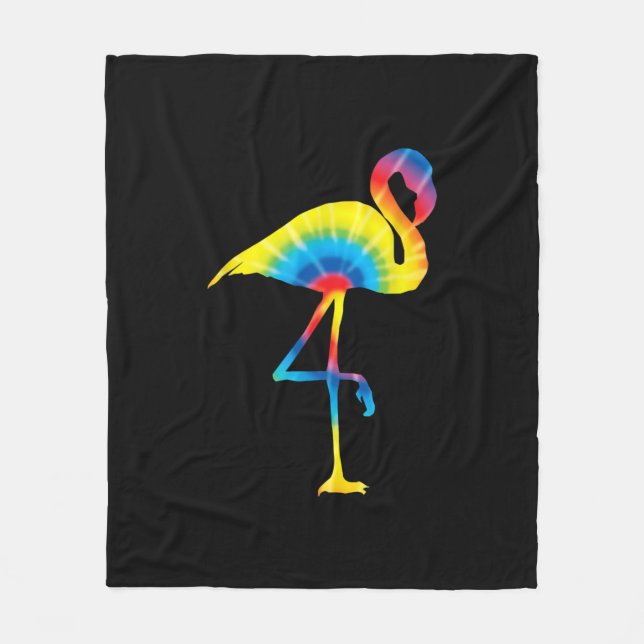 Couverture Polaire Tie Dye Flamant rose arc-en-ciel Imprimer Oiseau A (Devant)
