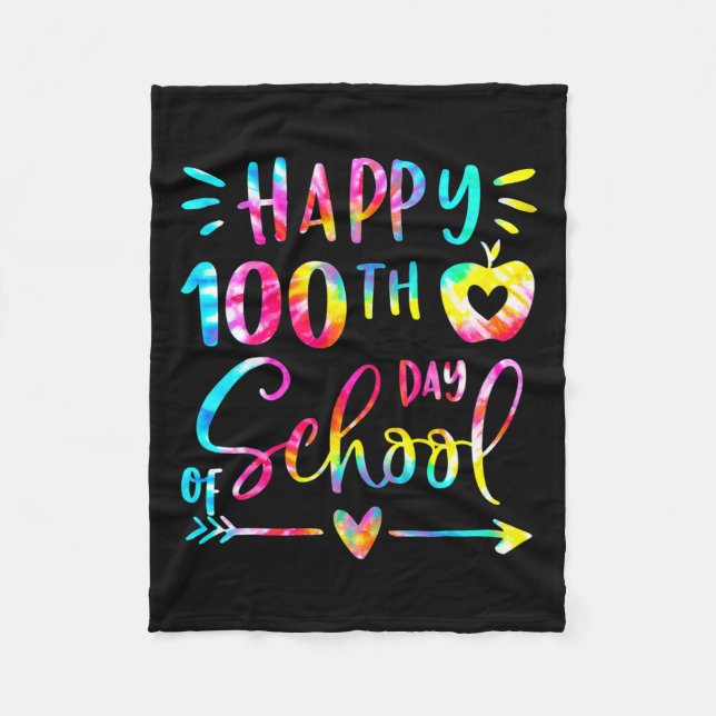 Couverture Polaire Tie Dye Happy 100e jour Enseignant Étudiant 100 (Devant)