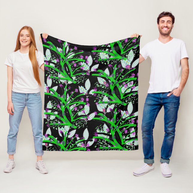 Couverture Polaire Tige et Fleurs (En situation)