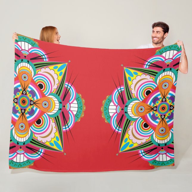 Couverture Polaire Tiger Dragon Mandala Fleece Blanket (3 Tailles) (En situation)