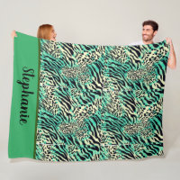 Tiger et zèbre imprimé vert et poster de animal br