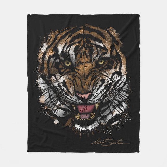 Couverture Polaire Tiger face (conception de signature) (Devant)