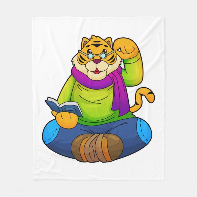 Couverture Polaire Tiger Nerd avec Livre (Devant)