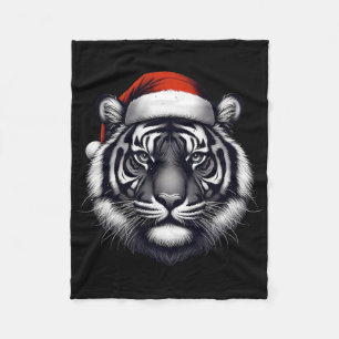 Couverture Polaire Tigre avec chapeau de Père Noël Noël Xmas Amoureux