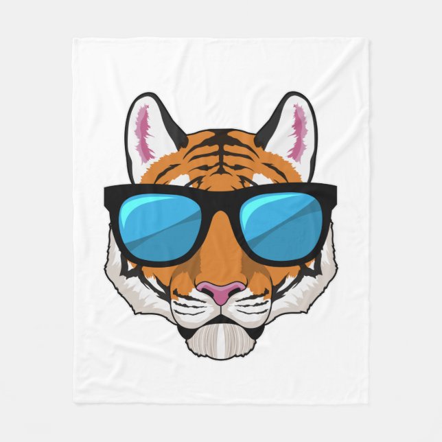 Couverture Polaire Tigre avec des lunettes de soleil (Devant)