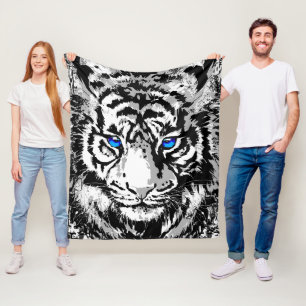Couverture Polaire Tigre blanc de Sibérie - Tiger Blue Eyes Fleece