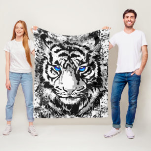 Couverture Polaire Tigre blanc de Sibérie - Tiger Blue Eyes Fleece