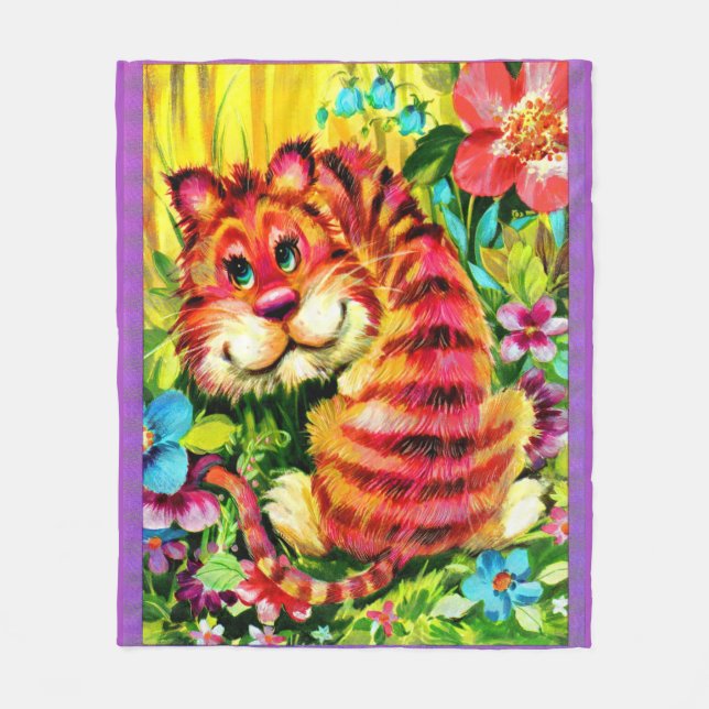 Couverture Polaire tigre coloré (Devant)