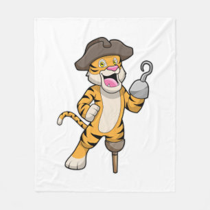 Couverture Polaire Tigre comme pirate avec jambe en bois et main croc