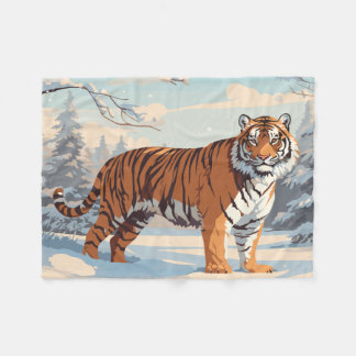 Couverture Polaire Tigre de Sibérie en Bois