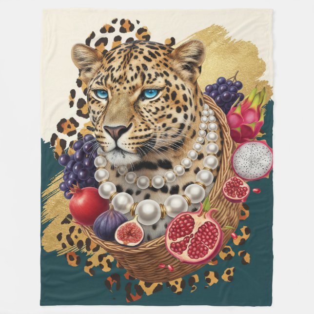 Couverture Polaire Tigre éclectique avec perles Grande plaid, Chic Ma (Devant)