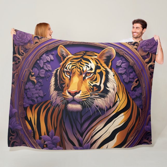 Couverture Polaire Tigre en violet (En situation)