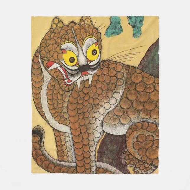 Couverture Polaire Tigre laid folklorique coréen Minhwa (Devant)