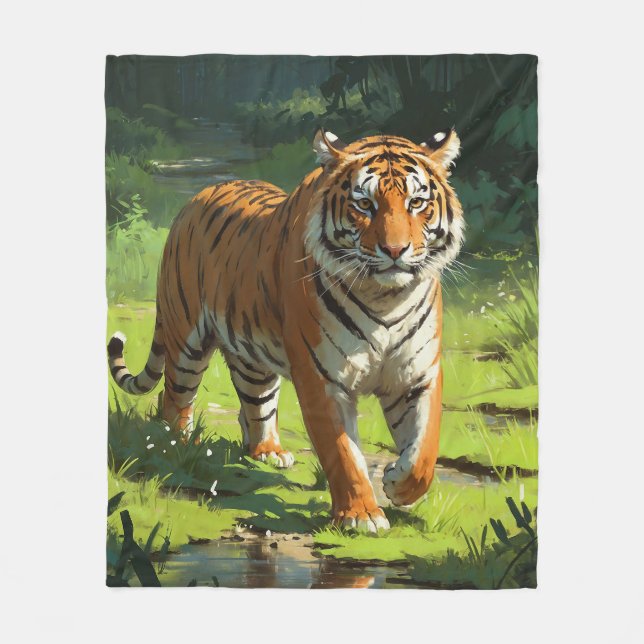 Couverture Polaire Tigre majestueux dans la peinture sauvage (Devant)