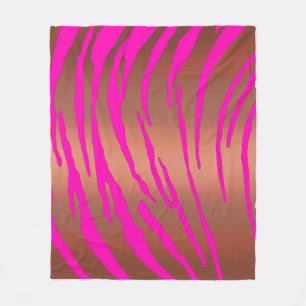 Couverture Polaire Tigre métallique rayures rose