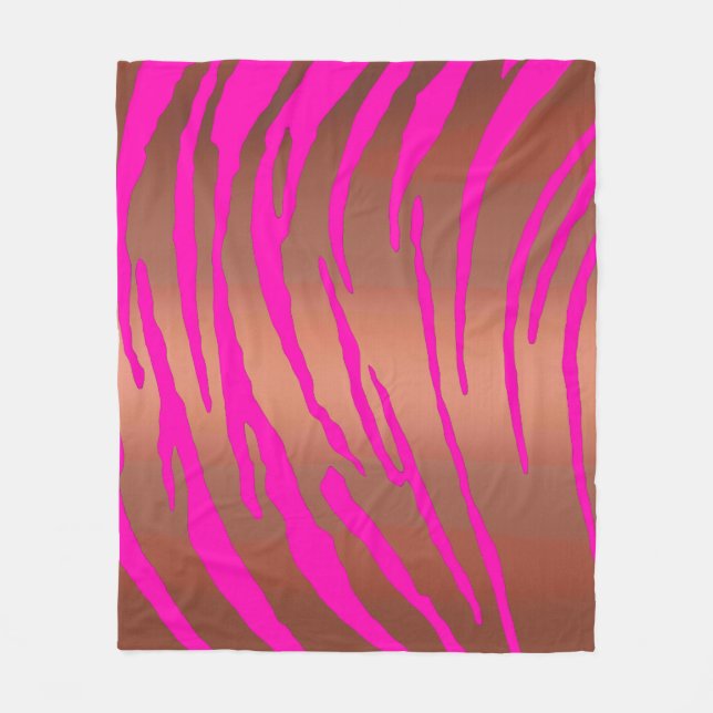 Couverture Polaire Tigre métallique rayures rose (Devant)