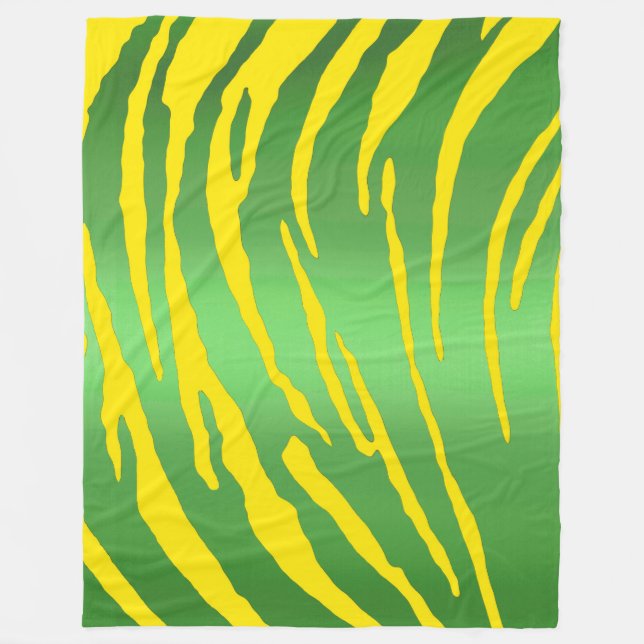 Couverture Polaire Tigre métallique rayures vert jaune (Devant)