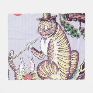 Couverture Polaire Tigre Minhwa avec lapins et pipe