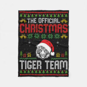 Couverture Polaire Tigre portant un chapeau de Père Noël Lumières de