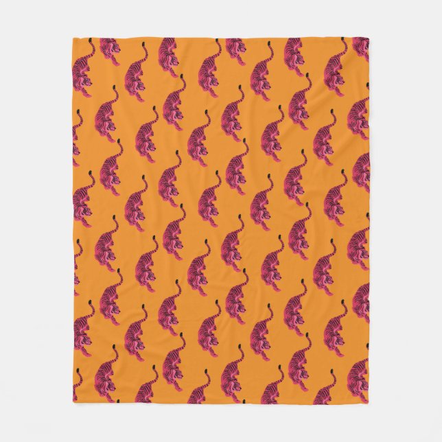 Couverture Polaire Tigre - Rose Vibrant (Devant)