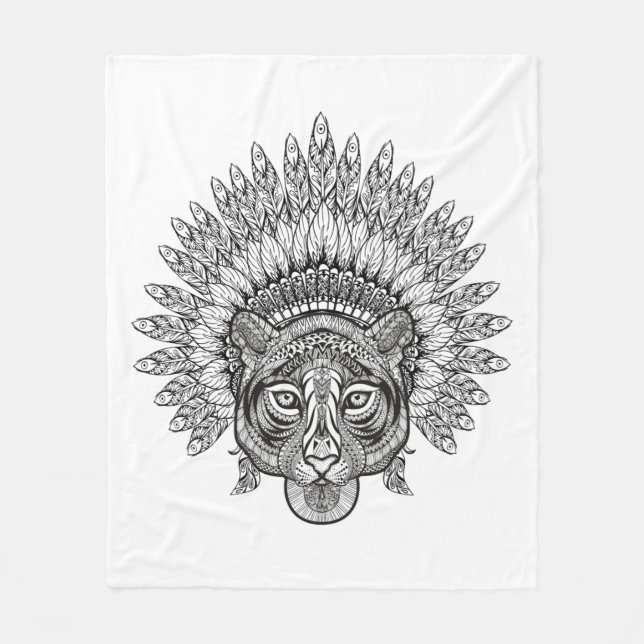 Couverture Polaire Tigre tiré par la main dans le style (Devant)