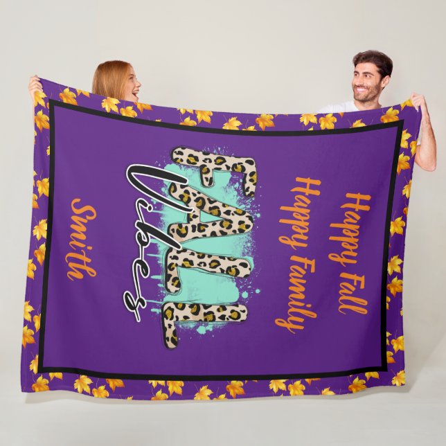 Couverture Polaire Tigre violet tendance automne (En situation)