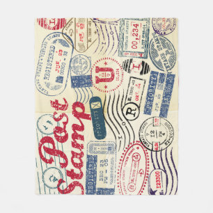 Couverture Polaire Timbres de poste rétro, collection vintage.