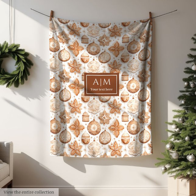 Couverture Polaire Timeless beige watercolor festive custom blanket  (Earthy ivory watercolor custom name holiday throw)