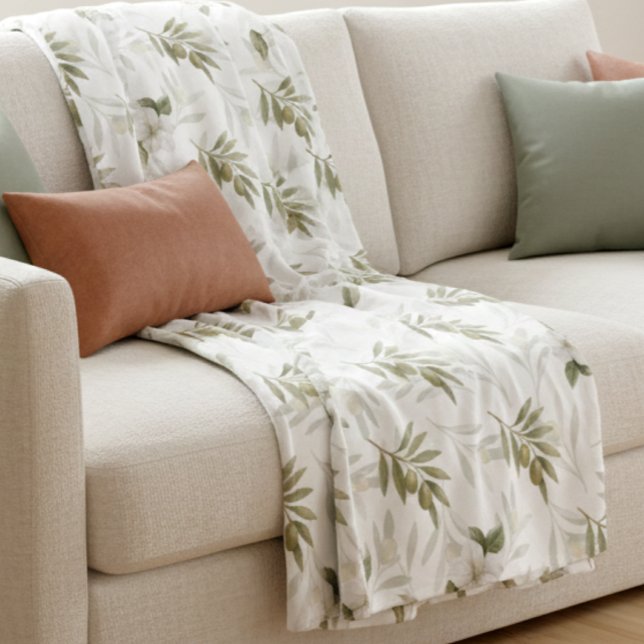 Couverture Polaire Timeless Sage Olive Watercolor Chic  (Créateur téléchargé)