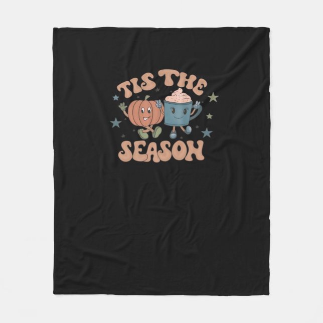 Couverture Polaire Tis The Season Pumpkin Fall Coffee Retro (Devant)
