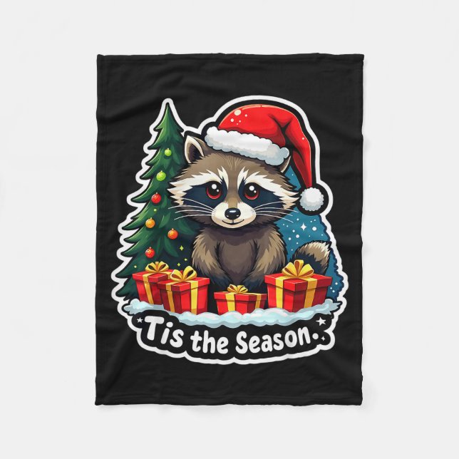 Couverture Polaire Tis The Season Racoon Christmas Tree Festive Xmas  (Devant)
