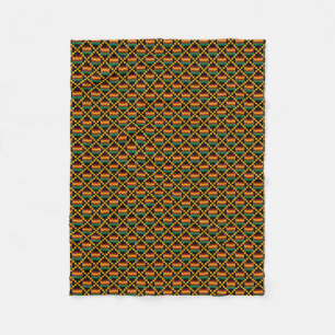 Couverture Polaire Tissu Kente vertical noir, vert, rouge, jaune