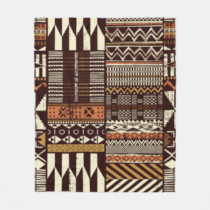 Couverture Polaire Tissu tribal africain patchwork abstrait vin