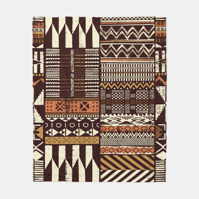 Couverture Polaire Tissu tribal africain patchwork abstrait vin (Devant)