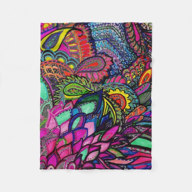 Couverture Polaire Tissu Zen Tangle Gros Plan Art Michele Zurine (Devant)